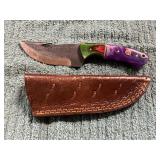 Damascus Hunting Knife with Sheath