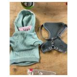 Green dog hoodie & Harrness Sz XS