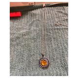 24in Celtic Amber Pendant Necklace
