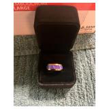 Size 6 Unisex Wide Rimmed Purple Enamel Ring