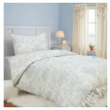 Twin Ruffle Comforter Set Blue Floral