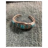 Bohemian Style Inlaid Blue Cuff Bracelet