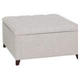 Linon Bella Natural Square Storage Ottoman