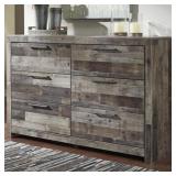 Ashley Derekson 6-Drawer Dresser in Walnut/Gray