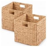 SOLHOME Water Hyacinth Folding Baskets, 2