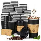 Lamosi 100 Pack 16 oz Coffee Cups with Lids