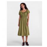Scenario Smocked Midi Dress Sz S