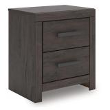 Prendonea - Two Drawer Night Stand - Charcoal