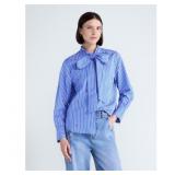 Free Assembly Beaded Tie Neck Shirt Sz XS