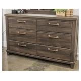 Damaged Vonitta Bay Six Drawer Dresser Dark Brown