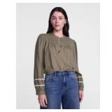 Scenario Quilted Long Sleeve Top Sz S