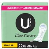 2ct U by Kotex Ultra Thin Pads, Regular 22 ct