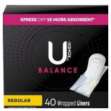 2ct U by Kotex Balance Panty Liners Regular, Heavy
