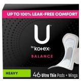 U by Kotex Balance Ultra Thin Pads with Wings