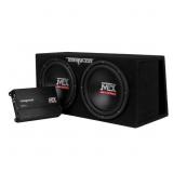 12-in 2000W Dual Subwoofer Enclosure w/ Amp