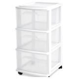 HOMZ 3-Tier Drawer Tower with Wheels, White