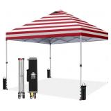 CROWN SHADES 10x10 Pop Up Canopy Red Stripes