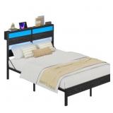 Bestier Queen Bed Frame w/ Storage Black