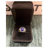 Ladies Size 6 Blue Colored Gemstone Ring