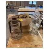 Antique Lantern, Oil Lamp, Bath Set