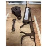 Antique Hanging Scale, Pulley, Wrench, Etc