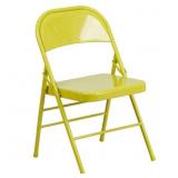 2 ct. Green/Yellow Metal Stackable Folding Chair