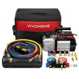 VIVOHOME 1/3 HP Vacuum Pump & 4-Way Gauge