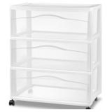 Sterilite Wide 3-Drawer Plastic Rolling Cart