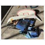 Chairs, basketball hoop, spoiler