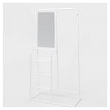 Metal Garment Rack with Mirror, White