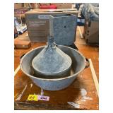 Feeder, Funnel, Enamelware Pan