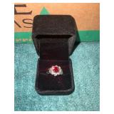 Ladies Ruby Colored Size 6 Gemstone Ring