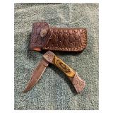 Damascus Pocket Knife With Sheath