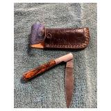 Damascus Pocket Knife With Sheath