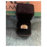 Ladies.925 Silver Inlaid Amber Colored Size 6 Ring