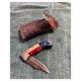 Damascus Pocket Knife With Sheath