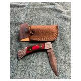Damascus Pocket Knife With Sheath