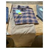 38x32 Corduroy Pants, XL Plaid Button Down