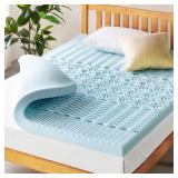 Mellow 4" 5-Zone Memory Foam Topper, Twin Blue