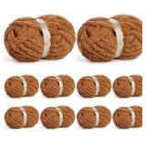 Jumbo Chunky Chenille Yarn (Light Coffee)