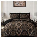 WONGS BEDDING Black Comforter Set Queen