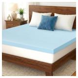 Used Gel Memory Foam Mattress Topper, Full, 2" Blu