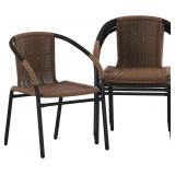 4ct Flash Furniture Rattan Chair Set, Dark Brown
