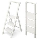 HillhutApex Aluminum 3 Step Ladder, White