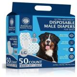 AKC Male Dog Wrap, Diapers, Large, 50 Count