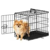 FDW 18" Foldable Metal Dog Crate - Black