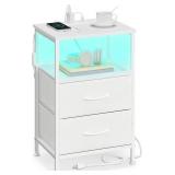 SONGMICS Nightstand with Charging Station
