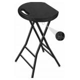 5Rcom Folding Stool, 24" Tall, Black, 300lbs
