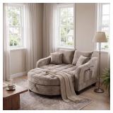 ARYE Chenille Tufted Loveseat & Ottoman Set