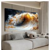 #DAMAGED# Gold Wave Abstract Wall Art 29" x 58" br